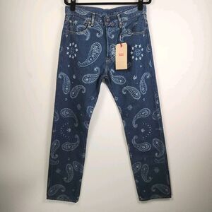 LEVI'S x SNOOP DOGG Jeans Lot 420 Paisley Bandana Blue Weed UNRELEASED NWT 32x32